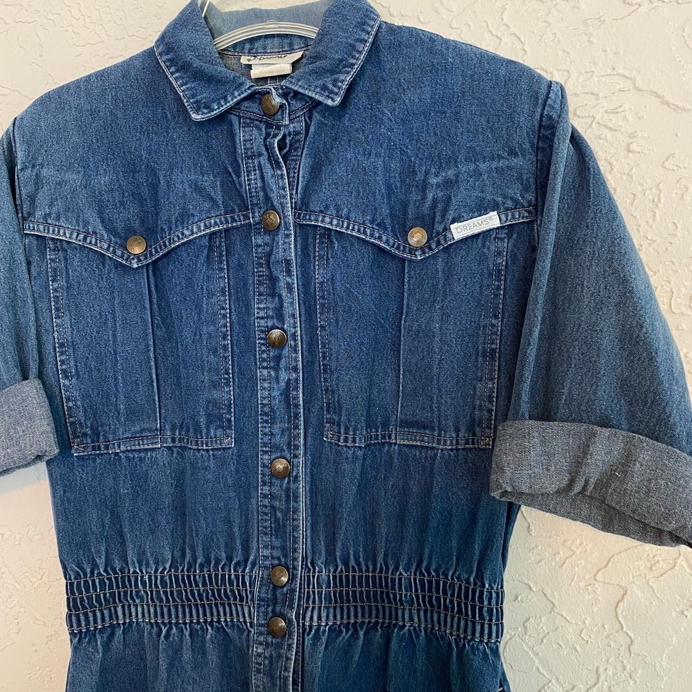 Dreams 90s Vintage Western Cottagecore Denim Midi Dress‎ Small Made In USA